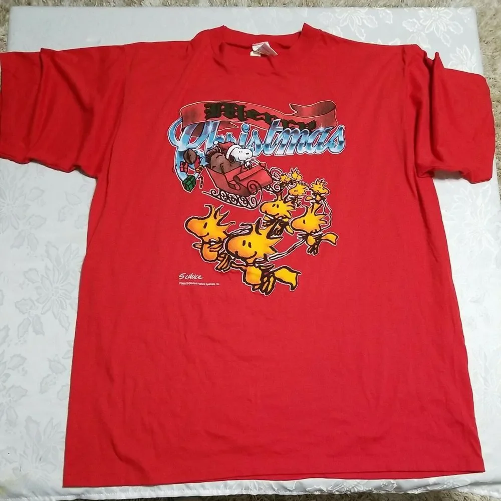 Vintage ARTEX Merry Christmas t-shirt UNISEX One size  Snoopy Woodstock PEANUTS‎